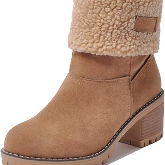 New (WOT) SO SIMPOK Women's Slip On Warm Ankle Boots Block Heel Winter Boots - Picture 10 of 11